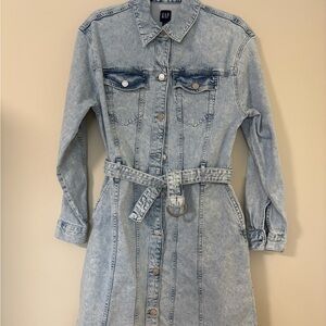 GAP Sky Blue Denim Shirt Dress